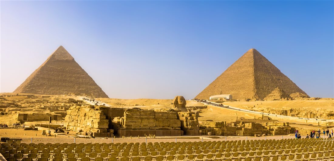 The Great Sphinx before the pyramids of Giza